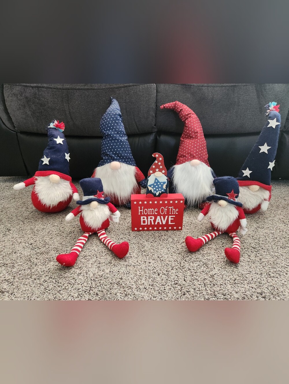 Patriotic Red, White & Blue  Gnome Plush Set